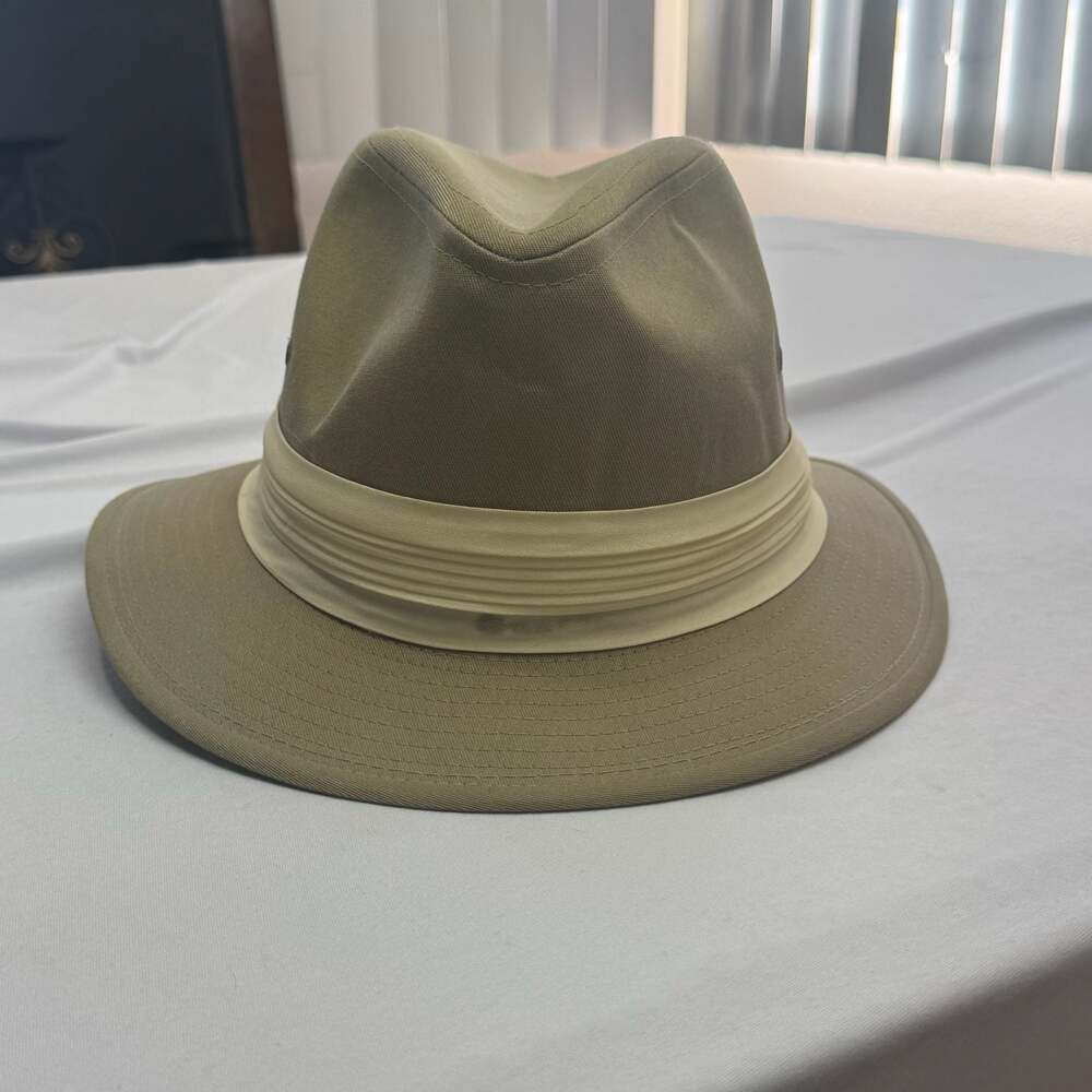 Vintage Tan Canvas Safari Fedora Hat Made in USA